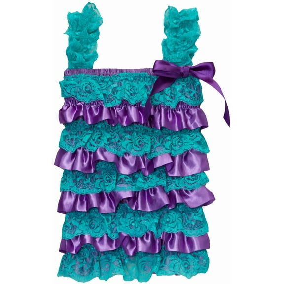Wenchoice Purple & Turquoise Ruffle Lace Romper Girl's S(6M-12M)