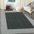 thumbnail image 2 of Garvee Indoor Bordered Area Rug, 10'x13' Modern Non Slip Rubber Backing Washable Rug Low Pile Striped Rugs Carpet for Bedroom Living Room Nursery Office, Black, 2 of 9