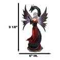 thumbnail image 6 of Fantasy Red Gowned Gothic Rose Fairy With Black Grendel Volcano Dragon Figurine, 6 of 8