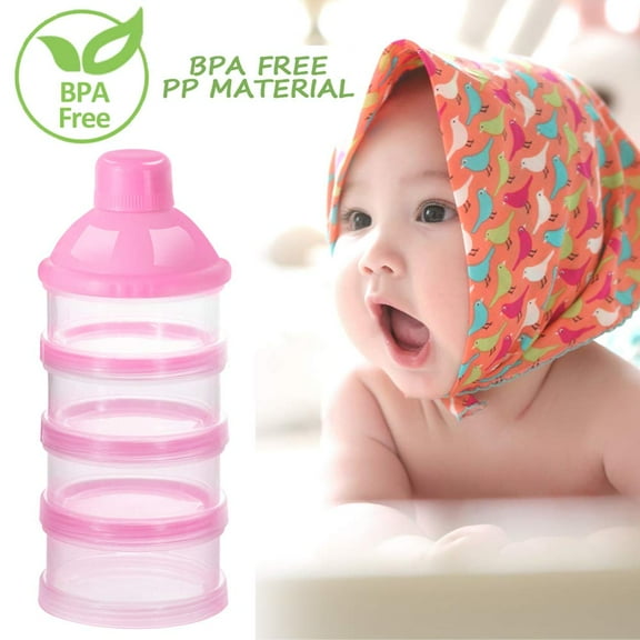 Formula Dispenser On The Go, 4 Compartments Stackable Formula Container for Travel, Baby Milk Powder Kids Snack Container, BPA Free ﻿