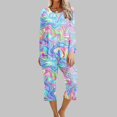 thumbnail image 1 of Puntoco Conjunto de pijama capris de manga larga con cuello redondo y estampado de dos piezas para mujer Puntoco Puntoco-8218, 1 of 5