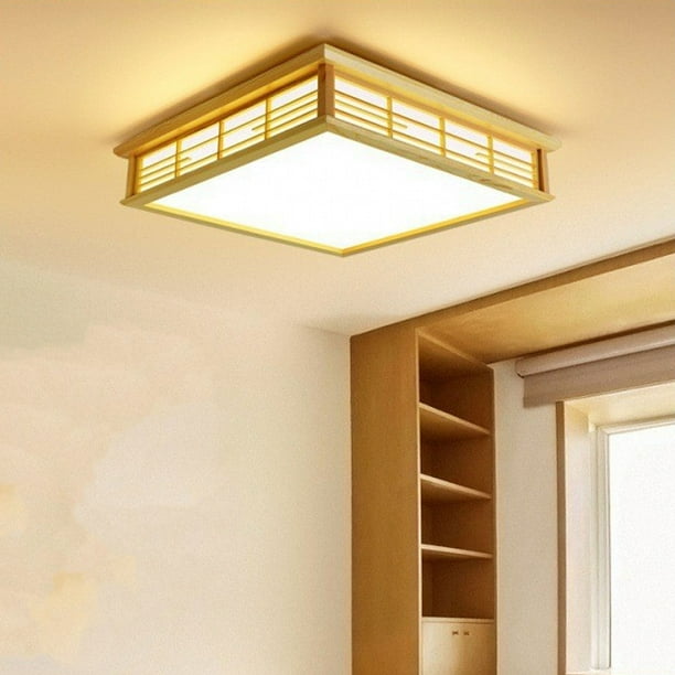 Lámpara De Techo De Madera, Control De Aplicación Luz De Techo De Madera Decoración Del Hogar Retro Control Remoto Ajustable Para Sala De Estar