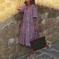 thumbnail image 2 of Dyegold Sundresses for Women Casual Beach - Womens Dresses for Party V Neck Short Sleeve Boho Plus Size Floral Print Maxi Sundress ​A-Line Swing Long ​Beach ​Dress, 2 of 5
