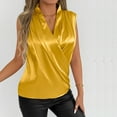 thumbnail image 6 of ECZHAW Women's Wrap V Neck Sleeveless Satin Blouse Elegant Overlap Collar Draped Tank Tops Dressy Casual Soft Comfy Shirts, 6 of 7