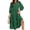 Dark Green, variant on Womens Casual 3/ 4 Sleeve Shirt Dress Button Down V Neck Tiered Collared Flowy Maxi Dress