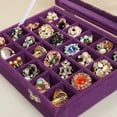 thumbnail image 2 of Caja de franela para 24 pendientes y joyas, caja de exhibición con tapa, caja transparente para anillos, caja para decoración de uñas, caja para guardar pendientes y joyas, 2 of 5
