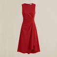 thumbnail image 6 of UDAUDU Cocktail Dresses for Women 2026 Elegant Sleeveless Ruched Waist Flowy A Line High Low Midi Summer Party Dress Red M, 6 of 8