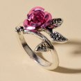 thumbnail image 6 of SmartBy Engagement Ring Two-tone Thin Copper Women Rose Flower Leaves Ring Jewelry Accessories, 6 of 8