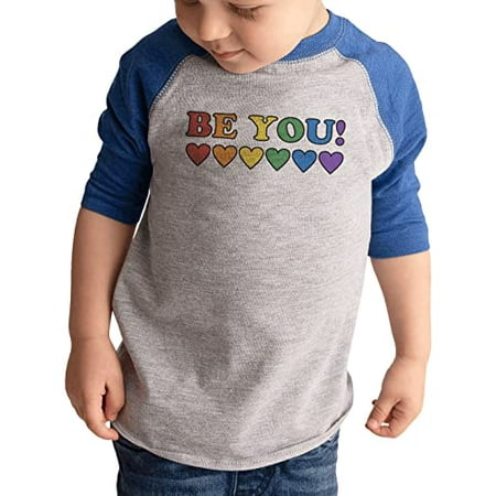 

7 ate 9 Apparel Kids Pride Shirts - Be You! Rainbow Hearts Blue Shirt 12 Months