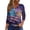 Dark Blue, variant on Women's 250th Anniversary USA Shirt Patriotic American Flag Print V-Neck Button 3/4 Sleeve T-Shirt