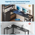 thumbnail image 6 of Metal Loft Bed Frame Twin Size with LED Lights, Charging Stations, Glass Cabinet & Hutch, Loft Twin Bed with L-Shaped Gaming Desk & 3 Drawers & Ladder, Large Loft Beds for Teens, Black, 6 of 10
