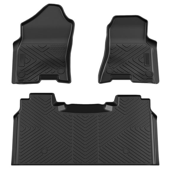 Ladcaser Floor Mats Compatible for Dodge Ram 1500 Crew Cab 2019-2025 New Body with Rear Under Seat Storage Box, TPE All Weather Custom Fit Front 1st & 2nd Row Floor Mats Liner
