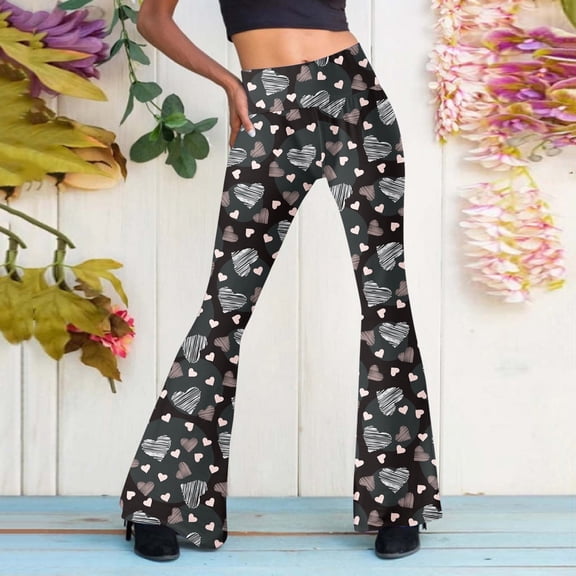 Women's Relaxed Fit Pant Elastic Waist Flared Leg Casual Trousers