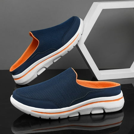 

Men‘s Breathable Mesh Mules Lightweight Open Back Non-slip Shoes Dark Grey