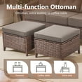 thumbnail image 5 of OPOHORO 5 Pieces Outdoor Conversation Set, with with T Shape-Back Cushions, Side Table and Ottomans, Brown Wicker Patio Furniture Swivel Rockers for Porch and Yard, Gray, 5 of 13