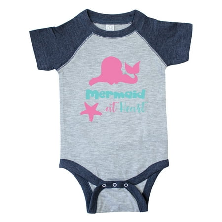 

Inktastic Mermaid At Heart Mermaid Silhouette - Pink Blue Gift Baby Girl Bodysuit