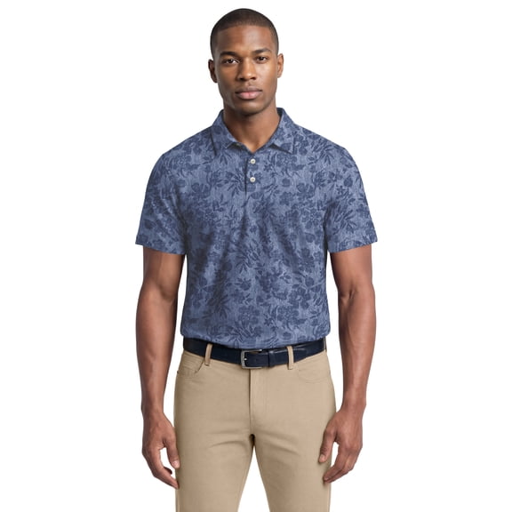 Ben Hogan Performance Men's & Big Men's Textured Botanical Print Short Sleeve Polo Shirt, Sizes S-4XLT