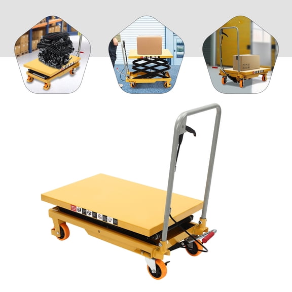 Hydraulic Scissor Lift Table 770lbs Capacity, Mobile Platform Truck with Wheels
