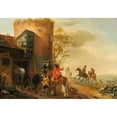 thumbnail image 2 of Dirk Stoop 24x18 Black Ornate Framed Double Matted Museum Art Print Titled: The Departure for the Hunt, 2 of 5