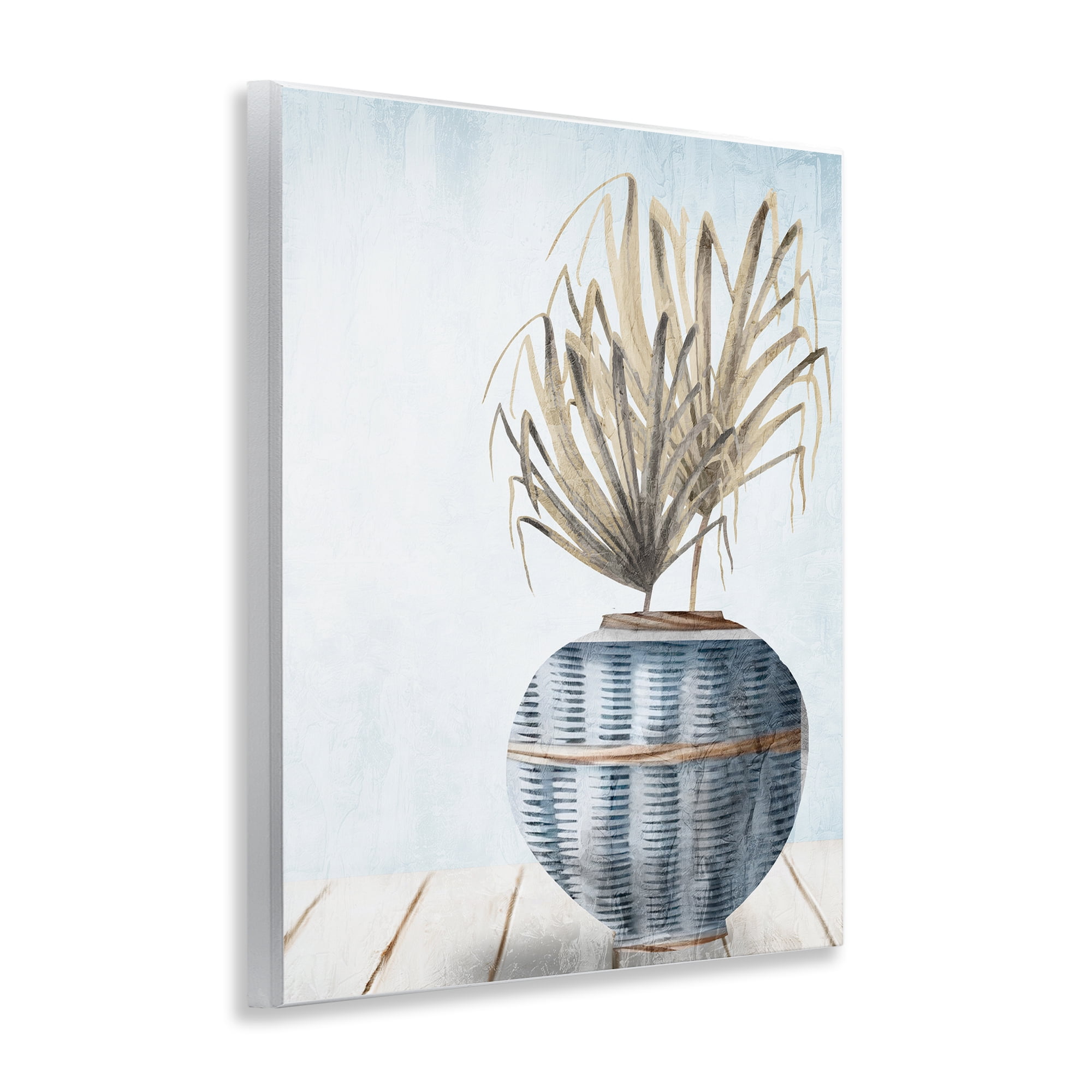 Stupell Industries Plant in Woven Vase Plants & Flowers Painting Unframed Art Print Wall Art, 11 x 14