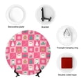 thumbnail image 4 of Balery Pink Christmas Cheer Print Bone China Decorative Plate Ceramic Dinner Plates Art Crafts with Display Stand-8in, 4 of 6