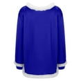 thumbnail image 4 of KHONTS Christmas T Shirts for Women Xmas V Neck Faux Fur Trim Tees Casual Loose Sweatshirts Long Sleeve Pullover Tops Blue XL, 4 of 8