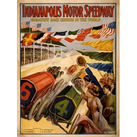 Vintage Auto Racing Indianapolis Motor Speedway 1909 Canvas Art - (18 x 24)