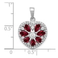 thumbnail image 3 of Auriga Fine Jewelry 925 Sterling Silver CZ and Lab Cr. Ruby Heart Pendant for Women, 3 of 6