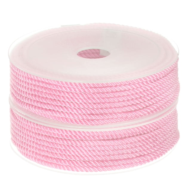 Unique Bargains 2 Packs Twisted Nylon Twine Thread Beading Cord 3mm 7M/23 Feet Extra Strong Braided Nylon String, Pink