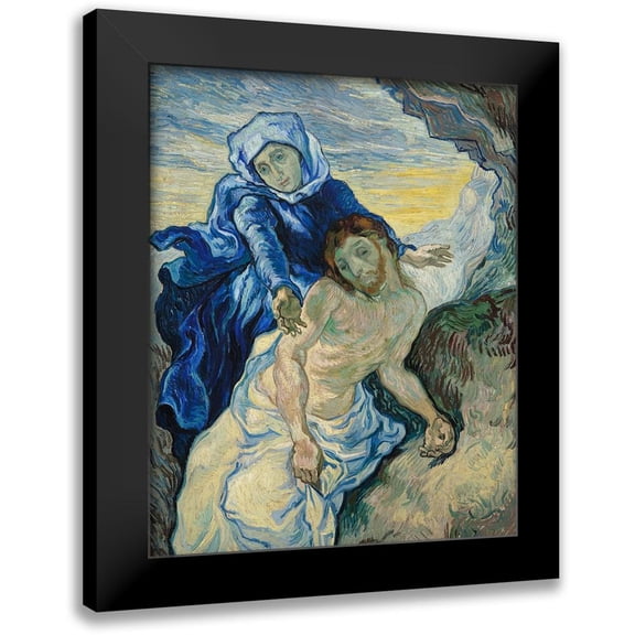 Van Gogh, Vincent 12x14 Black Modern Framed Museum Art Print Titled - Pieta (After Delacroix)