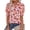 Floral Orange Pink, variant on BTFBM Summer Blouses for Women Dressy Casual Fashion Spring Tops Floral Boho V Neck Puff Short Sleeve Top Shirts