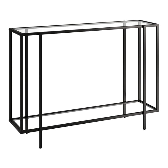 Evelyn&Zoe Vireo 42" Wide Rectangular Console Table with Glass Shelf, Blackened Bronze