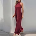 thumbnail image 5 of SEMPAI Womens Sleeveless Halter Tied Jumpsuit Summer Jumpsuits Dressy Casual One Piece Outfits Mock Neck Wide Leg Pants Rompers, 5 of 5