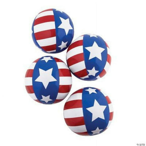 Inflatable 9" Stars & Stripes Medium Beach Balls - Toys - 12 Pieces