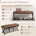thumbnail image 5 of Dycanpo 44.5" End of Bed Bench,Faux Leather Upholstered Bench with Shoe Shelf, Yellowish Brown, 5 of 11