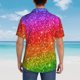 thumbnail image 4 of Balery Colorful Glitter Camisas hawaianas de manga corta para hombre, camisas playeras de corte holgado, camisas de vacaciones con botones,Small, 4 of 7