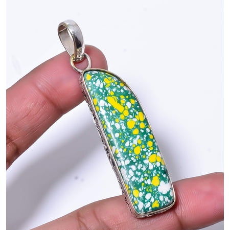 Balloon Jasper Gemstone 925 Sterling Silver Handmade Pendant 2.54" P533