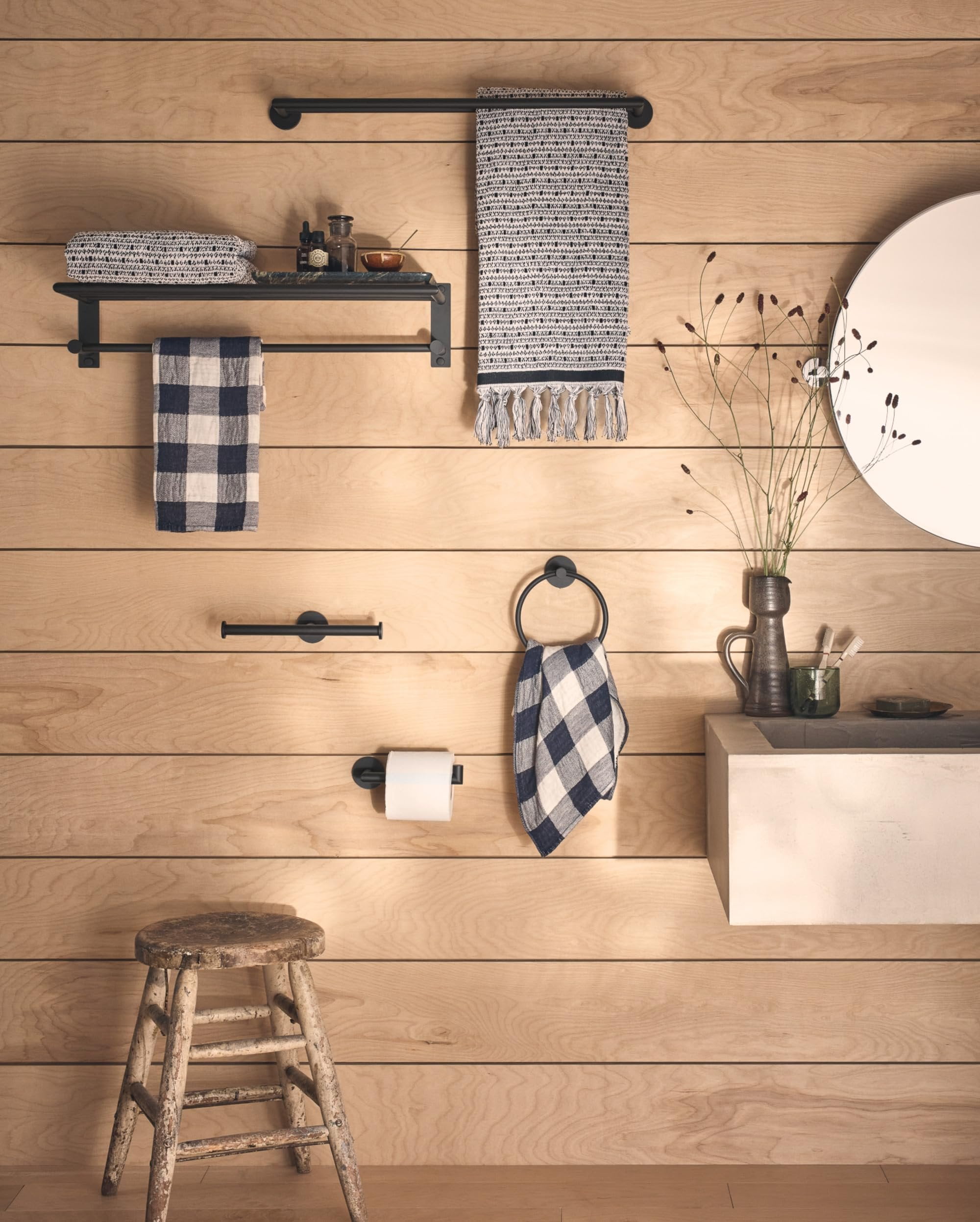 Moen Y5709BL Arlys Wall Mounted Euro Toilet Paper Holder - Black