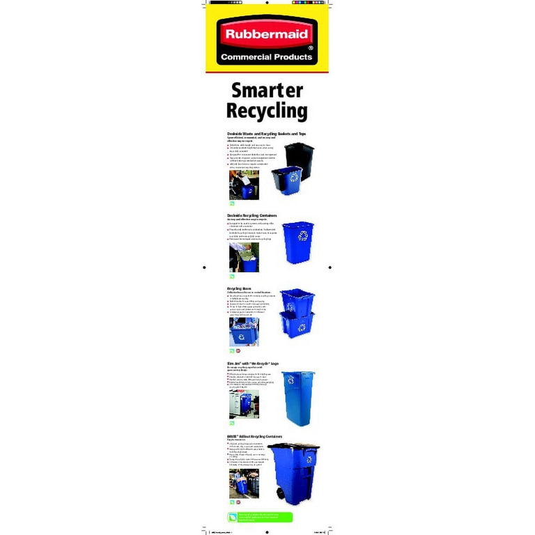 14 Gallon Rectangular Blue Recycling Bin - Stackable, Indoor/Outdoor Use With Handles, For Plastic & Paper - Heavy Duty Container