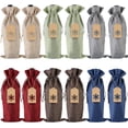 thumbnail image 1 of Burlap Wine Gift Bags,12 Pcs Jute Drawstring Wine Bottle Covers with Ropes and Tags for Christmas, Wedding, Travel, Birthday, Holiday Party (6 Colors), 1 of 7