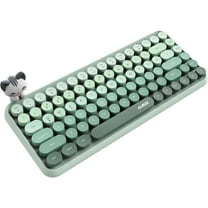 Ajazz 308i Retro Wireless Bluetooth Silent Computer Keyboard with Round Punk Compact 84 keys, Lightweight, Matte Texture, Typewriter Design, Cute Magnetic Cat Ornaments for PC, Laptop - Green
