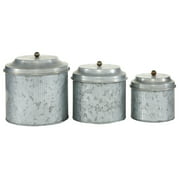 DecMode 8", 7", 6"H Solid Iron Jars, Silver Set of 3-Pieces