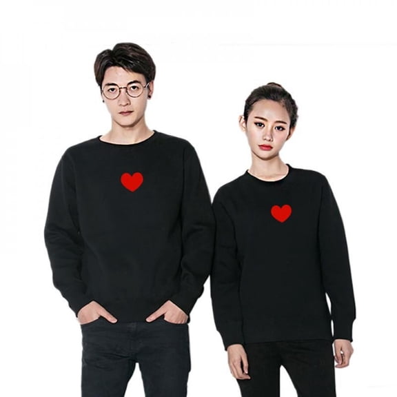 KOOYET Sweatshirt Couple Heart Print Long Sleeve O-Neck Jumper Wild Loose Casual Sweatshirt Kawaii Style Sweatshirt