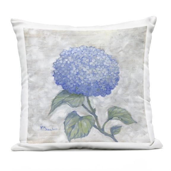 Stupell Industries Round Blue Country Hydrangea Design by Paul Brent Outdoor Printed Pillow