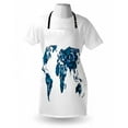 thumbnail image 3 of Floral World Map Apron Flourish in Blue Tones Earth Continents with Ornate Eco Plants, Unisex Kitchen Bib Apron with Adjustable Neck for Cooking Baking Gardening, Dark and Violet Blue, by Ambesonne, 3 of 3