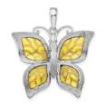 thumbnail image 3 of Finest Gold Sterling Silver Polished Enameled Yellow Butterfly Pendant, 3 of 3