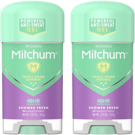 Mitchum Deodorant for Women 2.25 Oz 2 Pk | Advanced Women Gel Antiperspirant Shower Fresh | Clinical Strength Deodorant for Women | Odor Defense | Strong Womens Deodorant Solid | Sweat Block