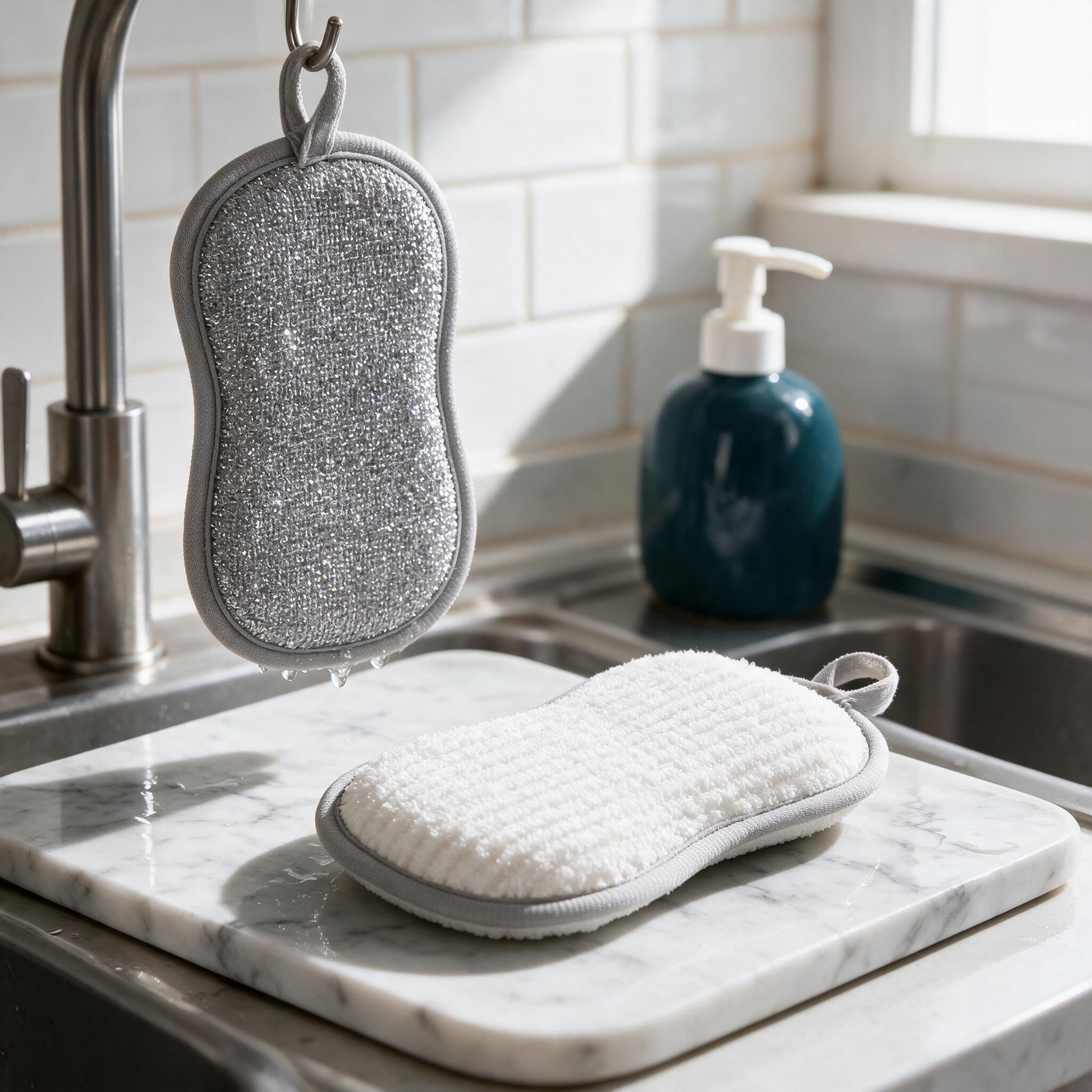 Dual Sided Kitchen Scrub Sponge, Metal Wire Surface for Heavy-Duty ...