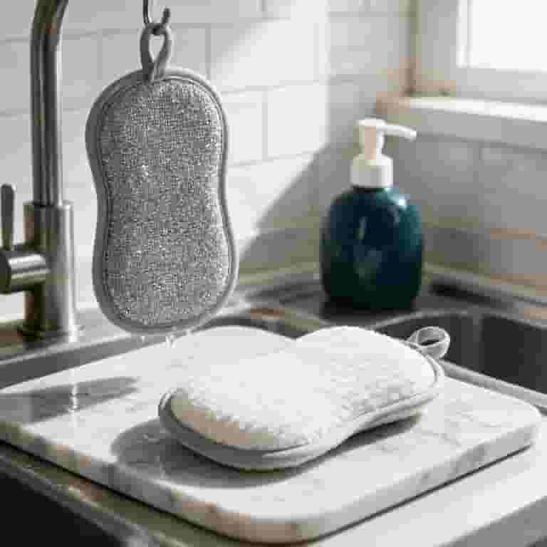 Scrub Rag Sponge Dual Sided Kitchen Scrub Sponge, Metal Wire Surface for Heavy-Duty ...