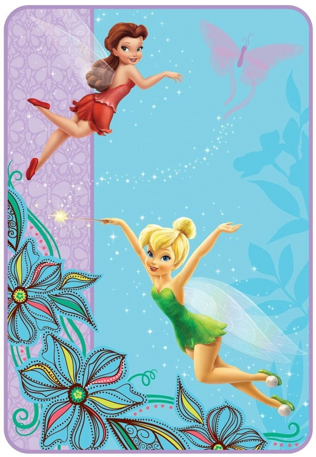 Disney Tinkerbell Fairy Friends Glow Twin Plush Bed Blanket